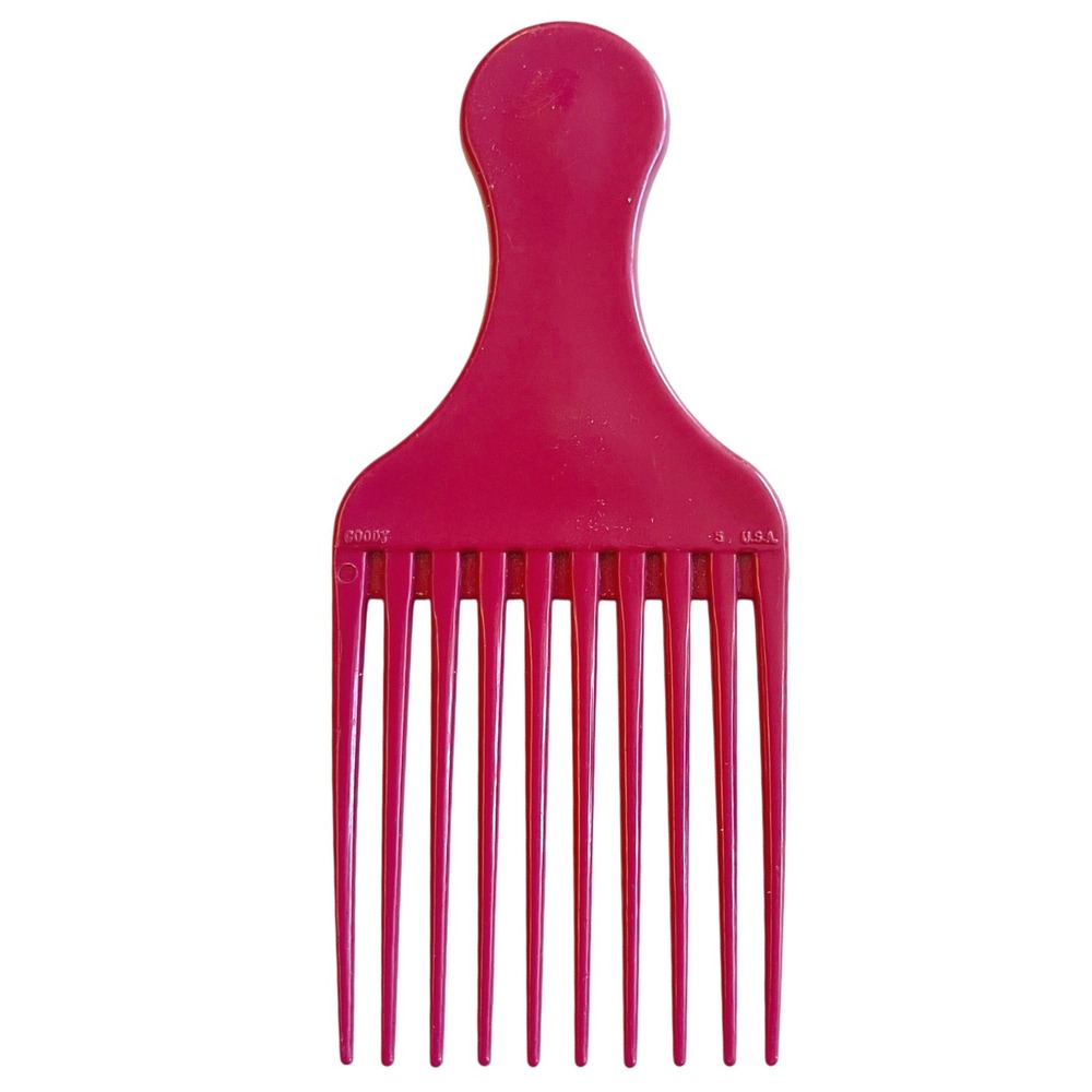 Vtg Pink Lift Comb Hair Pick w/ Handle Retro Hair Care USA Goody 80s Unbreakable